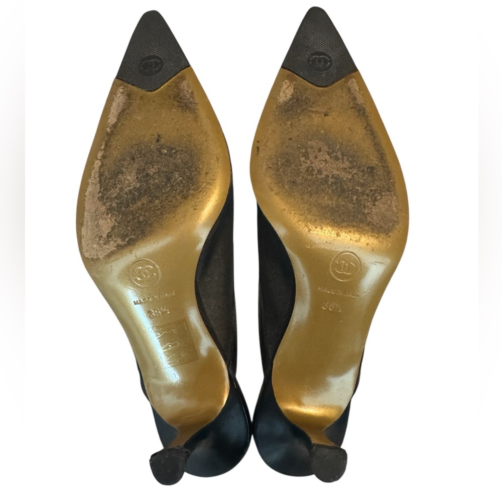 CHANEL “CC” Black MESH MULE HEELS - Picture 7 of 7